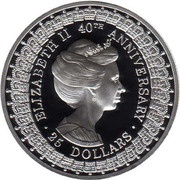 25 Dollars - Elizabeth II 3rd Portrait - Princess Anne - Masterpieces in Silver, Australia, 1992 reverse image