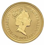 25 Dollars - Elizabeth II 3rd Portrait - Australian Kangaroo - Gold Bullion Coin obverse image