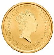25 Dollars - Elizabeth II 3rd Portrait - Australian Kangaroo - Gold Bullion Coin obverse image
