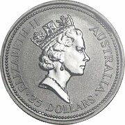 25 Dollars - Elizabeth II 3rd Portrait - Koala - Platinum obverse image