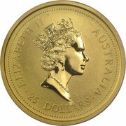 25 Dollars - Elizabeth II 3rd Portrait - Kangaroo Nugget - Gold Bullion Coin obverse image