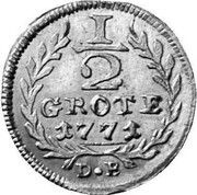 ½ Groten Gold pattern strike, Germany, 1771 reverse image