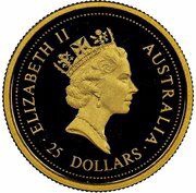 25 Dollars - Elizabeth II 3rd Portrait - Australian Kangaroo - Gold Bullion Coin obverse image