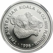 25 Dollars - Elizabeth II 3rd Portrait - Koala - Platinum reverse image