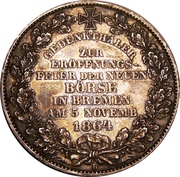 1 Thaler New Business Exchange, Germany, 1864 reverse image