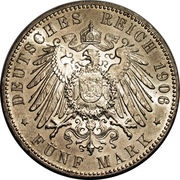 5 Mark, Germany, 1904-1906 reverse image