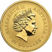 25 Dollars - Elizabeth II 4th Portrait - Year of the Rabbit - Gold Bullion Coin obverse image