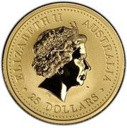 25 Dollars - Elizabeth II 4th Portrait - Kangaroo Gold Nugget obverse image