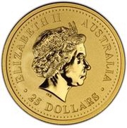 25 Dollars - Elizabeth II 4th Portrait - Year of the Snake - Gold Bullion Coin obverse image