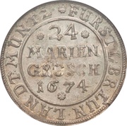 24 Mariengroschen - John Frederick, Germany, 1672-1674 reverse image