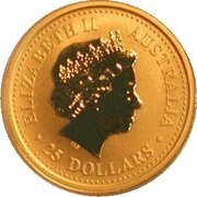 25 Dollars - Elizabeth II 4th Portrait - Year of the Monkey - Gold Bullion Coin obverse image