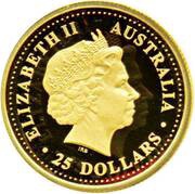25 Dollars - Elizabeth II 4th Portrait - Kangaroo - Gold Bullion Coin obverse image