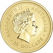 25 Dollars - Elizabeth II 4th Portrait - Year of the Rooster - Gold Bullion Coin obverse image