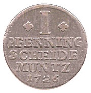 1 Pfenning - George I, Germany, 1724-1726 reverse image