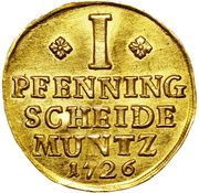 1 Pfenning - George II Gold pattern strike, Germany, 1726 reverse image