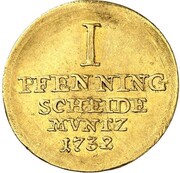 1 Pfenning - George II Mining Gold Pattern, Germany, 1732-1737 reverse image