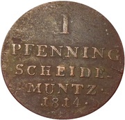 1 Pfenning - George III, Germany, 1814 reverse image