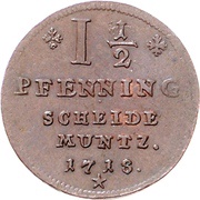 1½ Pfennig - George Louis, Germany, 1718-1722 reverse image