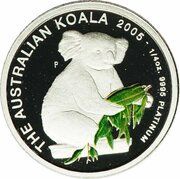 25 Dollars - Elizabeth II 4th Portrait - Koala - Platinum, Australia, 2005 reverse image