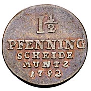 1½ Pfenning - George III, Germany, 1792 reverse image