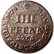 4 Pfenning - George III, Germany, 1761 reverse image