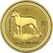 25 Dollars - Elizabeth II 4th Portrait - Year of the Dog - Gold Bullion Coin, Australia, 2006 reverse image