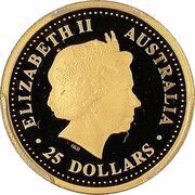 25 Dollars - Elizabeth II 4th Portrait - Year of the Dog - Gold Proof Coin obverse image
