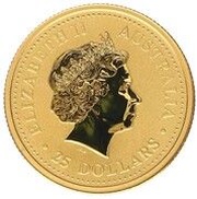 25 Dollars - Elizabeth II 4th Portrait - Kangaroo - Gold Bullion Coin obverse image