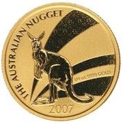25 Dollars - Elizabeth II 4th Portrait - Kangaroo - Gold Bullion Coin, Australia, 2007 reverse image