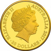 25 Dollars - Elizabeth II 4th Portrait - Kangaroo at Sunset - Gold Bullion Coin obverse image