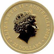 25 Dollars - Elizabeth II 4th Portrait - Kangaroo - Gold Bullion Coin obverse image