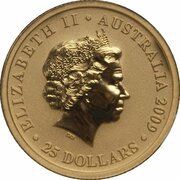 25 Dollars - Elizabeth II 4th Portrait - Kangaroo - Gold Bullion Coin obverse image