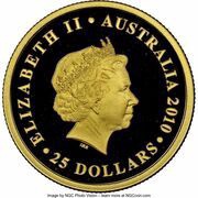 25 Dollars - Elizabeth II 4th Portrait - Australian Sovereign; Gold Bullion Coin obverse image