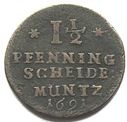 1½ Pfennig - George II William, Germany, 1691-1699 reverse image