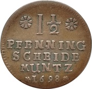 1½ Pfennig - George II William, Germany, 1698-1699 reverse image