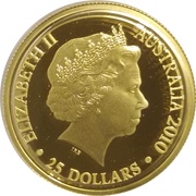 25 Dollars - Elizabeth II 4th Portrait - Kangaroo, Windmill center - Gold Bullion Coin obverse image