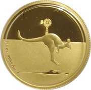 25 Dollars - Elizabeth II 4th Portrait - Kangaroo, Windmill center - Gold Bullion Coin, Australia, 2010 reverse image