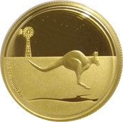 25 Dollars - Elizabeth II 4th Portrait - Kangaroo, Windmill left - Gold Bullion Coin, Australia, 2010 reverse image