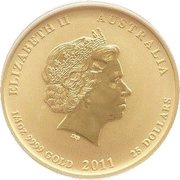 25 Dollars - Elizabeth II 4th Portrait - Year of the Rabbit - Gold Bullion Coin obverse image
