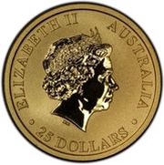 25 Dollars - Elizabeth II 4th Portrait - Kangaroo - Gold Bullion Coin obverse image