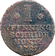 1 Pfenning - August William, Germany, 1714-1729 reverse image