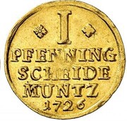 1 Pfennig - August William Gold pattern, Germany, 1726 reverse image