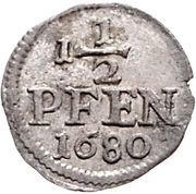 1½ Pfennig - Rudolph August, Germany, 1680 reverse image