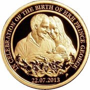 25 Dollars - Elizabeth II 4th Portrait - Birth HRH Prince George - Gold Proof, Australia, 2013 reverse image