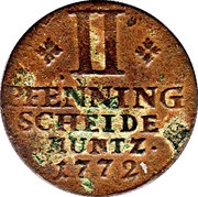 2 Pfenning - Charles I, Germany, 1772 reverse image