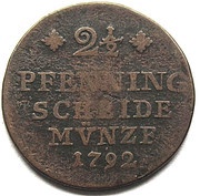 2½ Pfennig - Charles William Ferdinand, Germany, 1792 reverse image