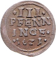3 Pfennig - Frederick Ulrich, Germany, 1620-1621 reverse image