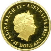 25 Dollars - Elizabeth II 4th Portrait - Australian Sovereign; Gold Bullion Coin obverse image