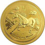 25 Dollars - Elizabeth II 4th Portrait - Year of the Horse - Gold Bullion Coin, Australia, 2014 reverse image