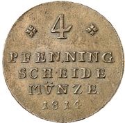 4 Pfenning - Fredrich William Copper pattern strike, Germany, 1814 reverse image